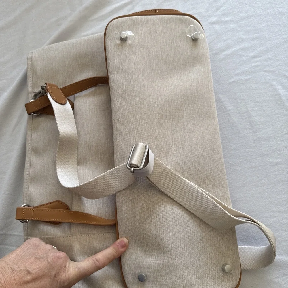 Nordace Siena Smart Tote Bag White Beige Travel Laptop 15 in USB Port NEW